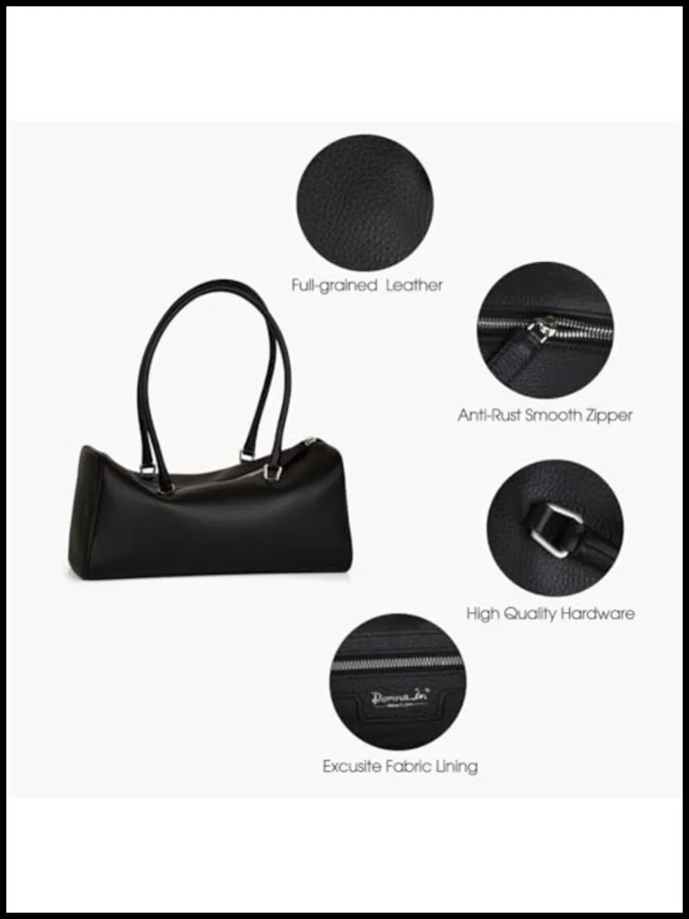 Full-Grained Leather Top Handle Barrel Purse Hobo Handbag Shoulder